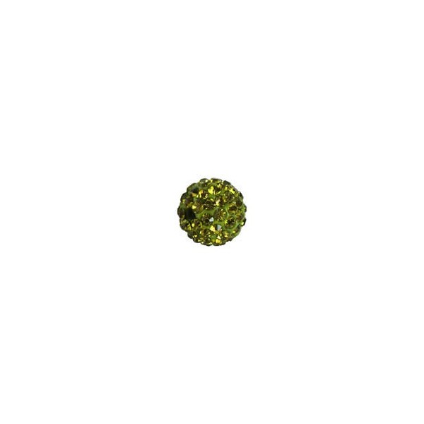 Perles style Shamballa, 10mm, olivine, 4 pcs