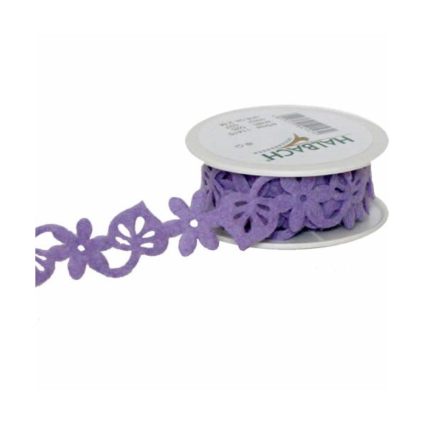 Filzband Blume/Blatt, lila, 25mm/2m