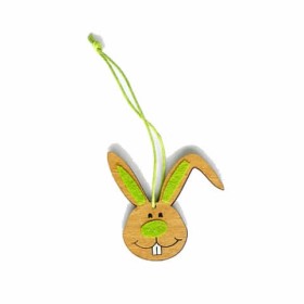 Wood/felt hanger "rabbit head", green/brown, 5cm, 4 pcs