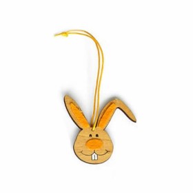 Wood/felt hanger "rabbit head", orange/brown, 5cm, 4 pcs