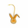 Wood/felt hanger "rabbit head", orange/brown, 5cm, 4 pcs