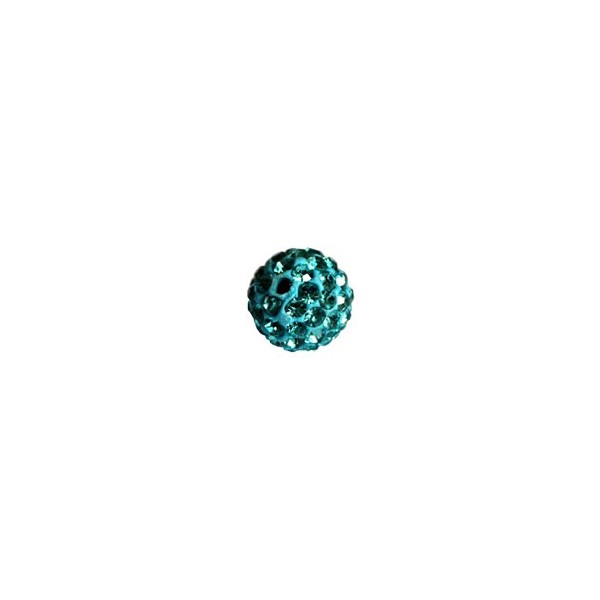 Perles style Shamballa, 10mm, aiguemarine, 4 pcs