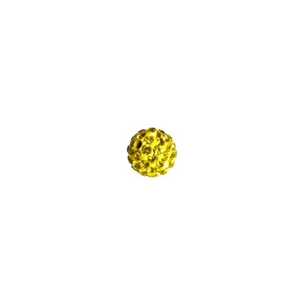 Perles style Shamballa, 10mm, jaune citron, 4 pcs