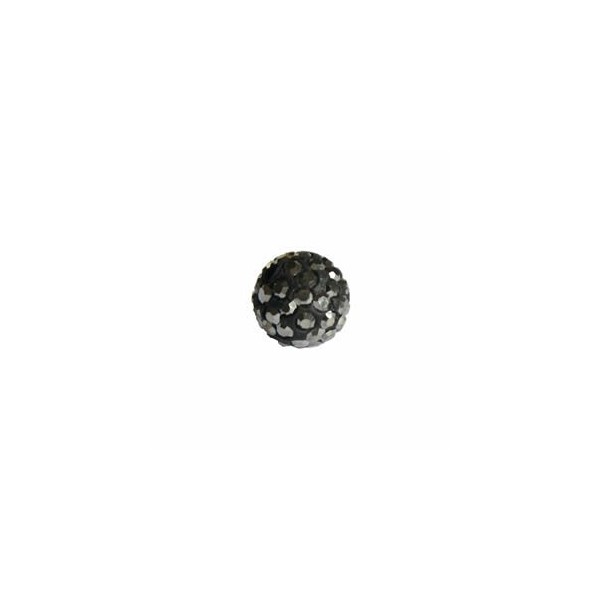 Perles style Shamballa, 10mm, jet hématite, 4 pcs