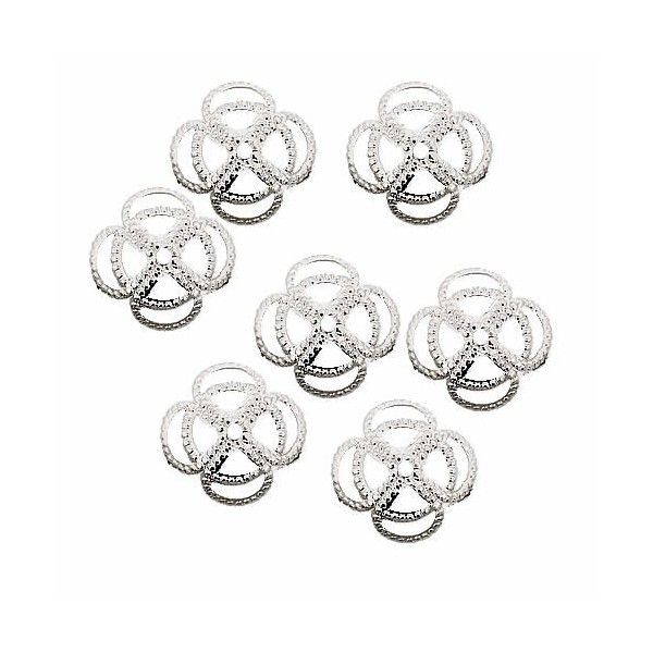 Pearl caps, silver-coloured 10mm, 10 pcs