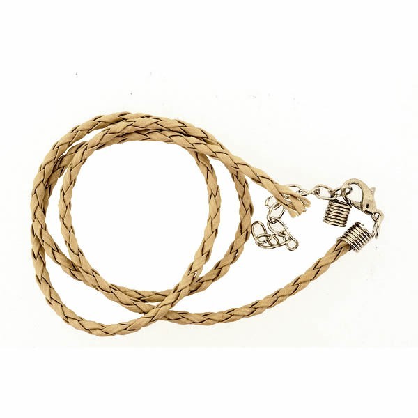 Artificial leather choker with clasp, light brown 45cm