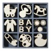 Boîte bois ornements Baby, 48 pcs