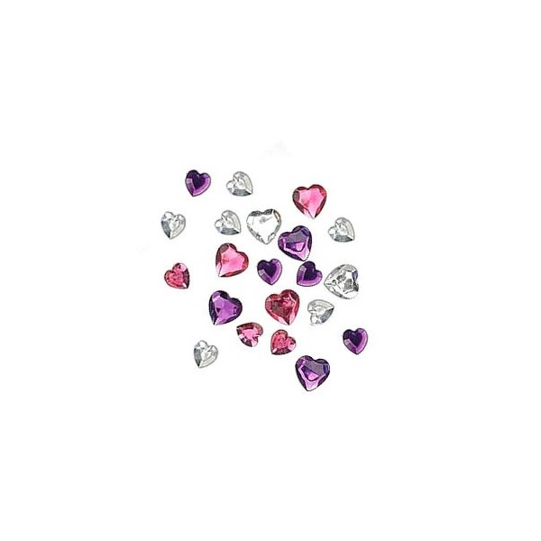 Strass coeurs rose/violet, 36 pcs