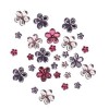 Strass fleurs rose/violet, 60 pcs