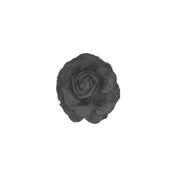 Black flower, 8cm, mounted on clip and brooch pin