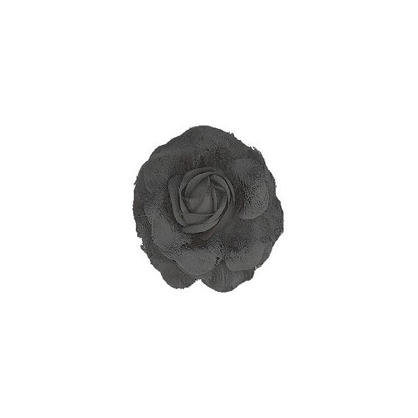 Fleur, noir, 8cm, montée sur clip et broche