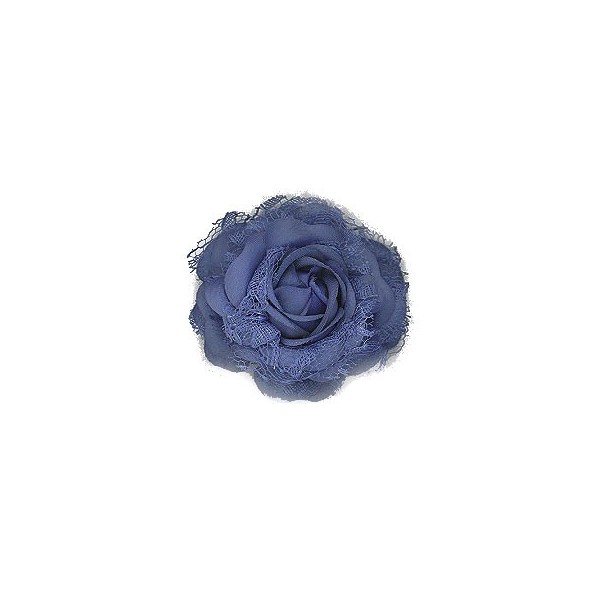 Blue flower, 8cm, mounted on clip and brooch pin