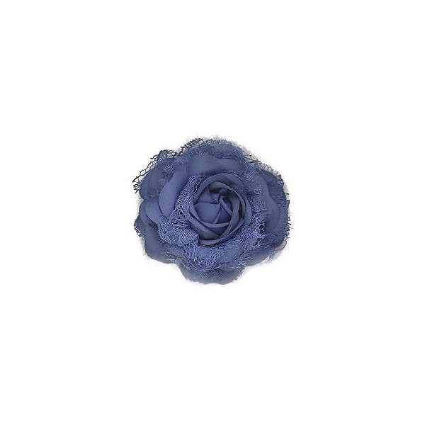 Fleur, bleu roi, 8cm, montée sur clip et broche