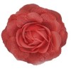 Red flower, 8cm, mounted on clip and brooch pin
