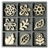 Elements déco en bois : fleurs et feuilles