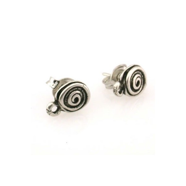 Clous d'oreilles spirale, couleur argent, 2pcs