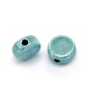 Kermikflachperlen Ø12x7mm, aqua, 5 Stk