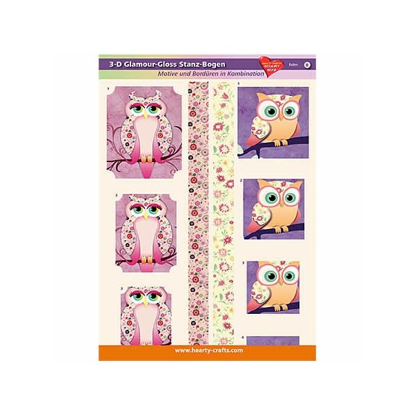 3D Glamour-Gloss Decoupage Paper, Owls #8