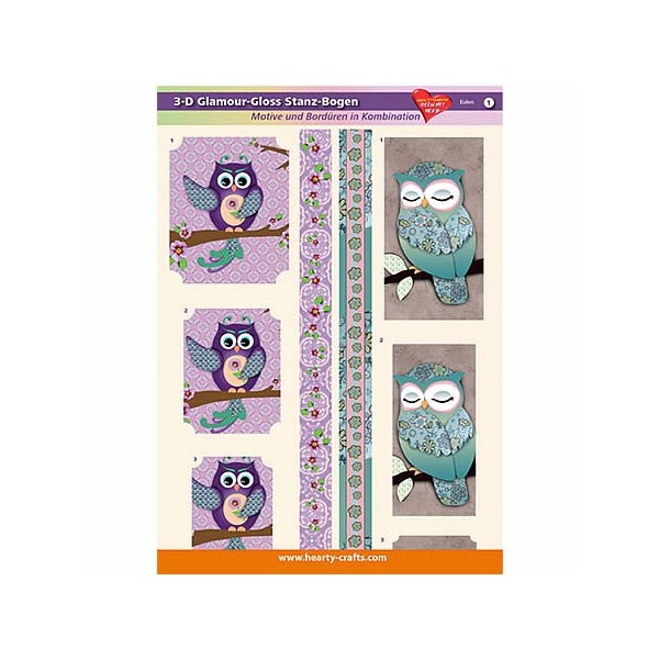 3D Glamour-Gloss Decoupage Paper, Owls #1