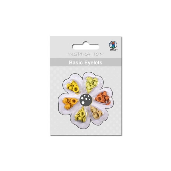 Basic Eyelets 3mm, yellow, 60 assorted pcs