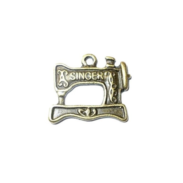 Pendentif machine à coudre, 21x18mm, bronze, 1 pce
