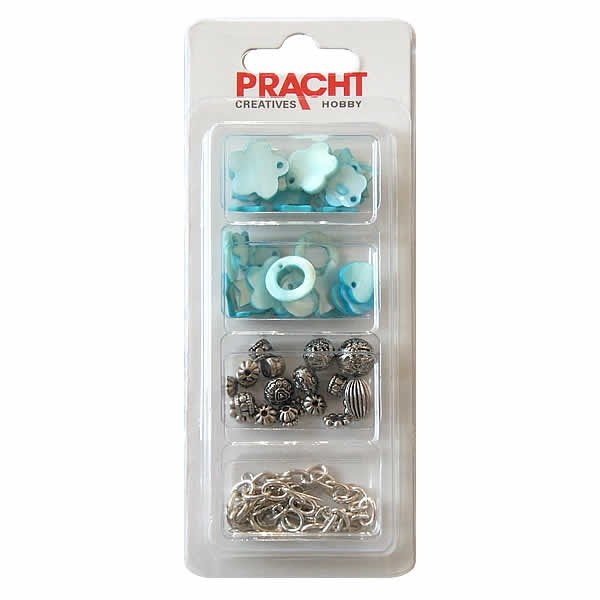 Kit bracelet breloques/nacres, bleu