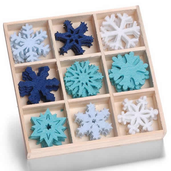 Ornamentos de fieltro copos de nieve