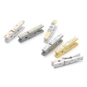 Mini clothespins, 4.5cm, yellow/grey
