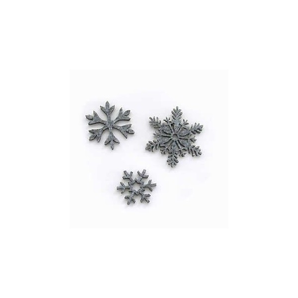 Copos de nieve de fieltro, 3-4cm, gris, 12 unidades