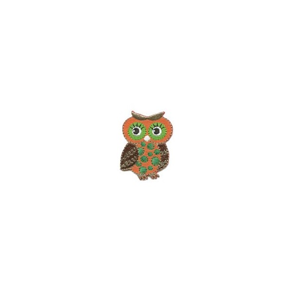 Motif à fixer au fer à repasser, 4.5x3.4cm, hibou brun - orange