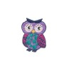 Motif à fixer au fer à repasser, 4.5x3.4cm, hibou violet-pétrole