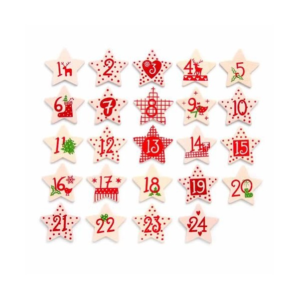 Wooden numbers from 1 to 24, cream