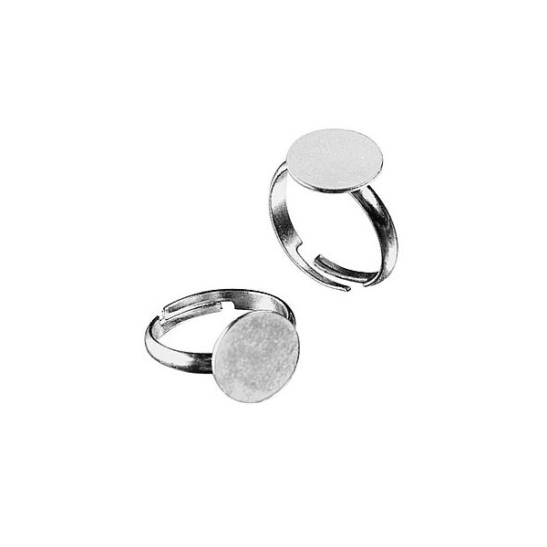 Bague, couleur platine, 12mm, 2 pièces