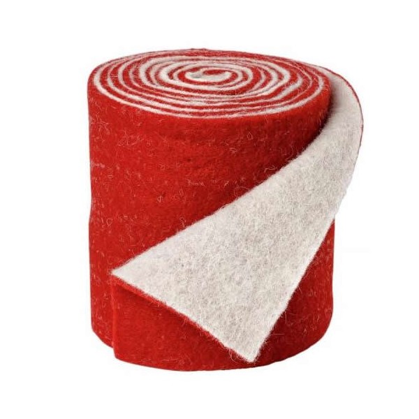 Bicolor felt, red/white, 15x50cm