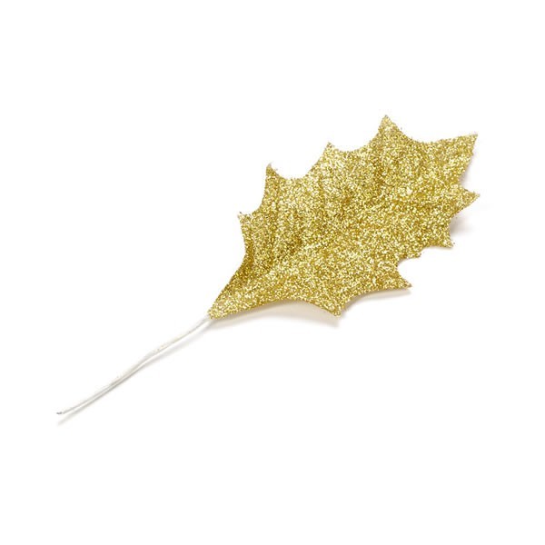 Holly leaves gold, 8cm, 6 pcs