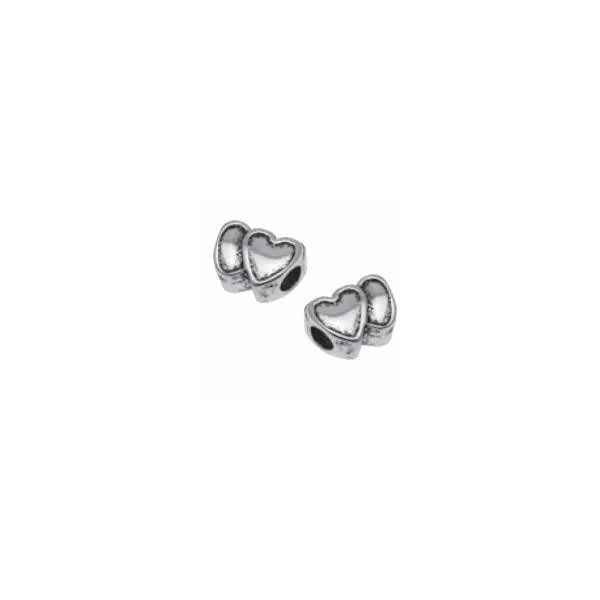 Charm hearts, 1.5cm, silver color