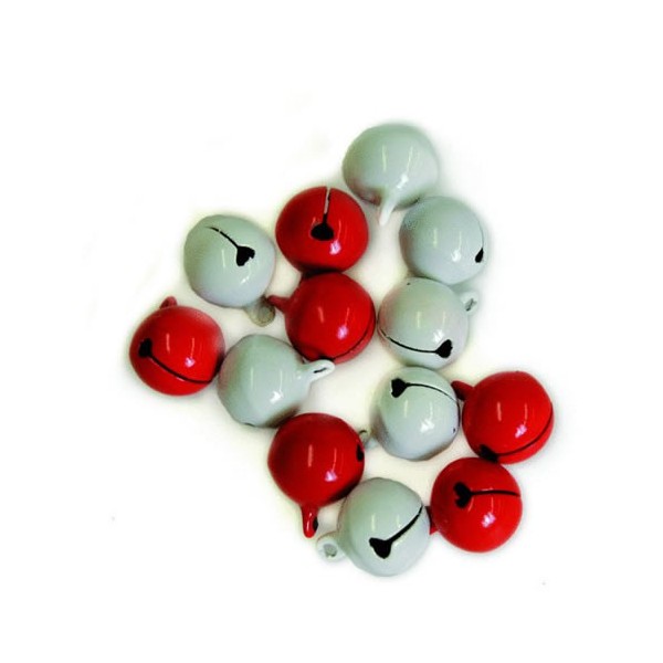 Grelots 13mm, rouge-blanc, 10 pcs