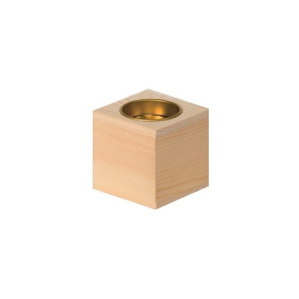 Bougeoir cube en bois 6x6x6cm