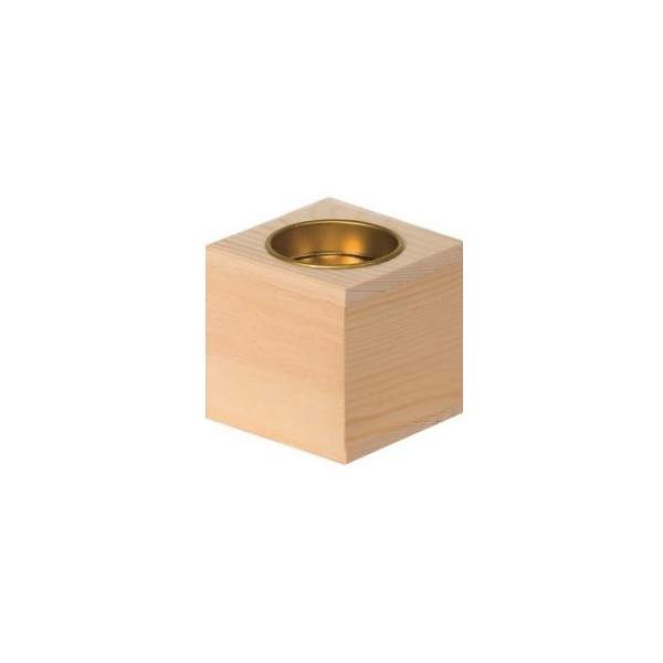 Wooden candle holder, cube 6x6x6cm