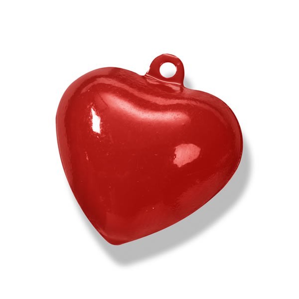 Metallglöckchen Herz rot 15mm, 5 Stk
