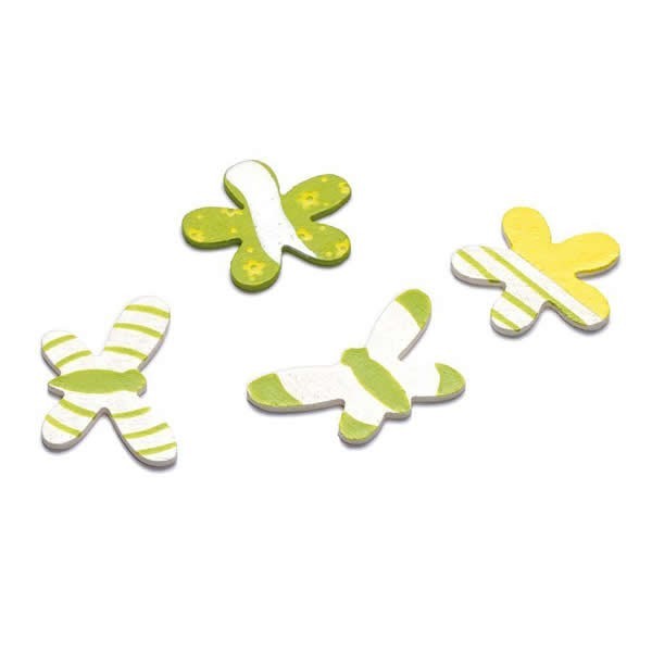 Decoraciones de madera, mariposas y flor, 12 unidades, 4cm