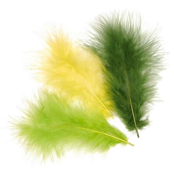 Plumes de marabout, mix vert, 15 pièces, env. 10cm