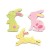 Wooden rabbits, pink/green, 4cm, 6 pcs