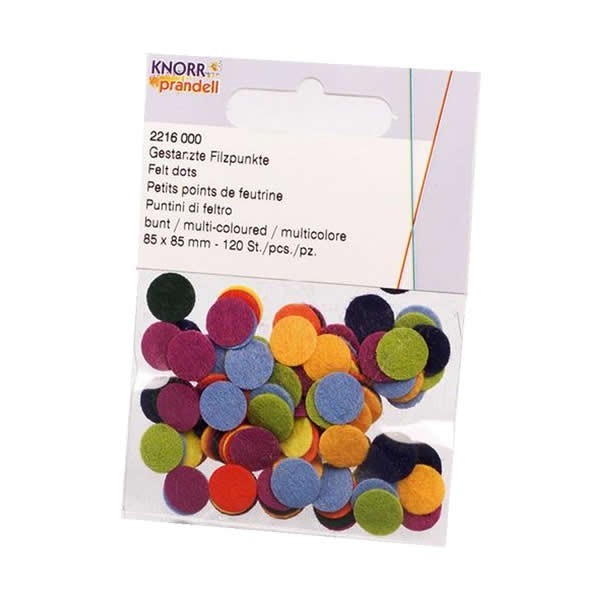 Assorted felt dots, 85mm, 120 pcs