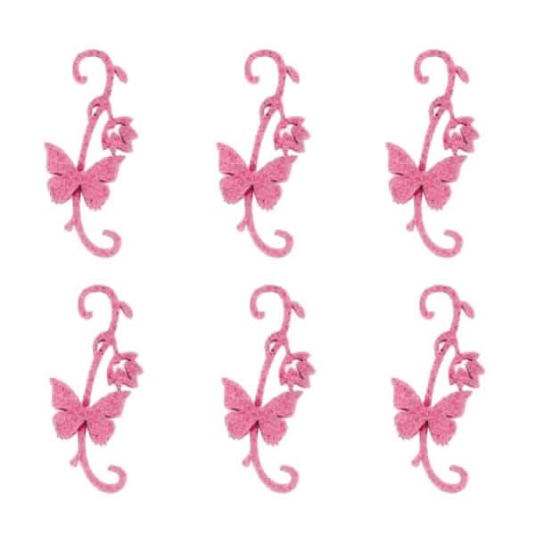 Mariposas de fieltro, 11cm, pink, 6 pzas