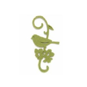 Oiseaux en feutre, 9.5cm, vert, 6 pcs