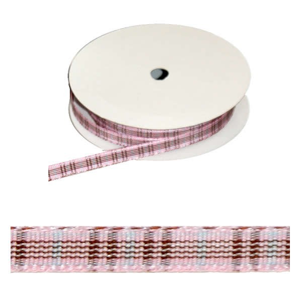 Ribbon Blackberry Tartan pink, 7mm/2.5m