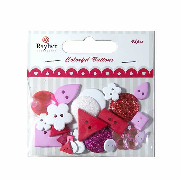 Assortiment de boutons rose/blanc, 42 pcs