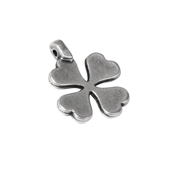 Clover pendant, 15mm, silver, 3 pcs