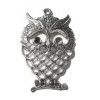 Pendentif en métal argenté grand hibou, 58x38mm, 1 pce